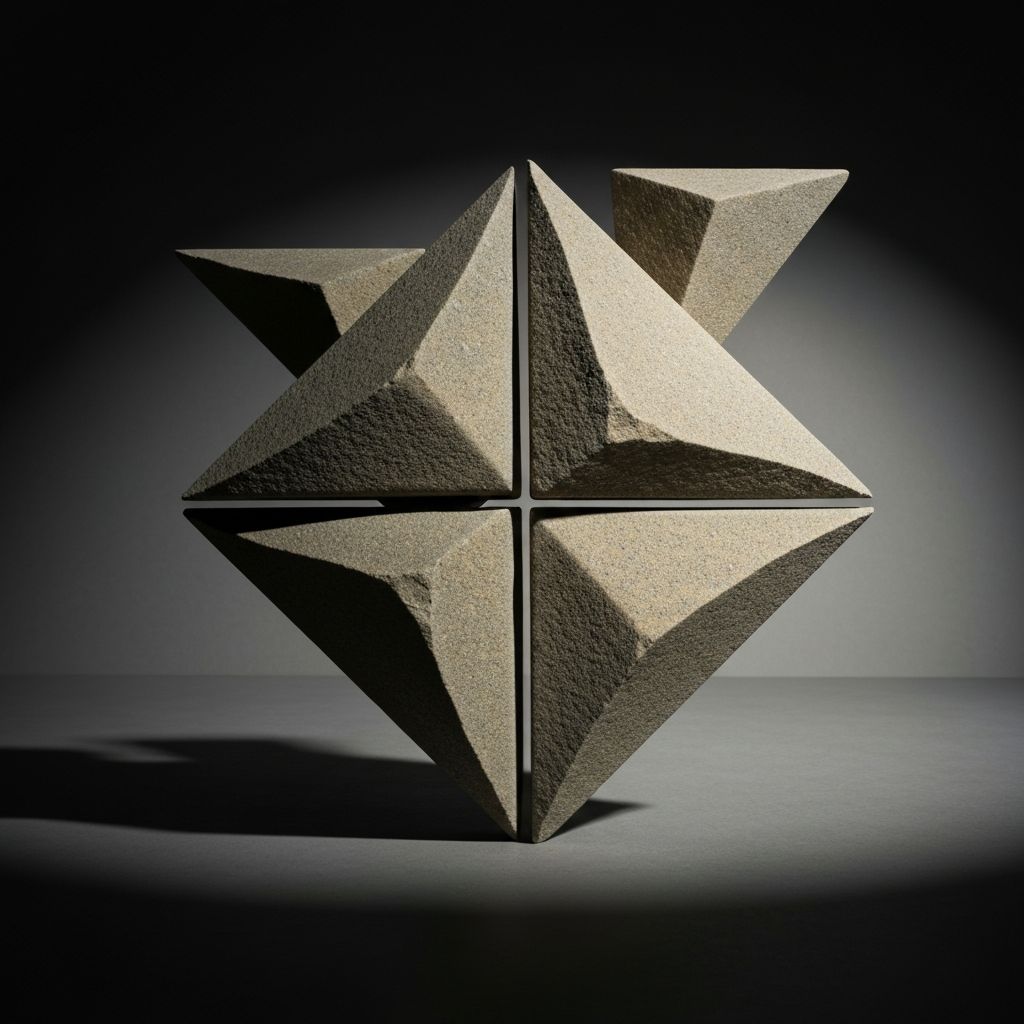 Apstraktna reprezentacija balansa kroz simetrične prirodne elemente sa dramatičnim osvetljenjem