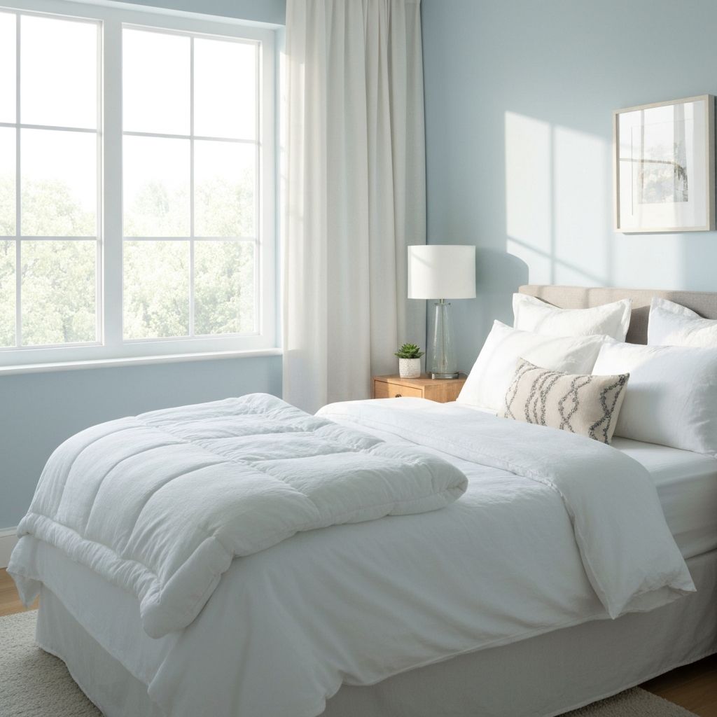 Miran spavaćа soba sa mekom svetlošću kroz prozor, prikazujući pogodno okruženje za kvalitetан san